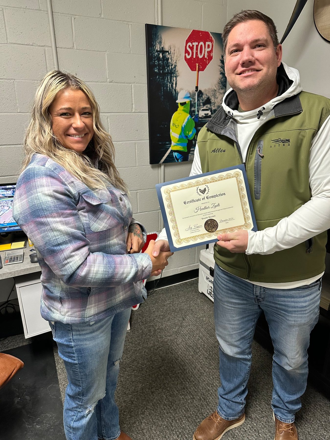 Certificate of completion presented at Utility Construction Services