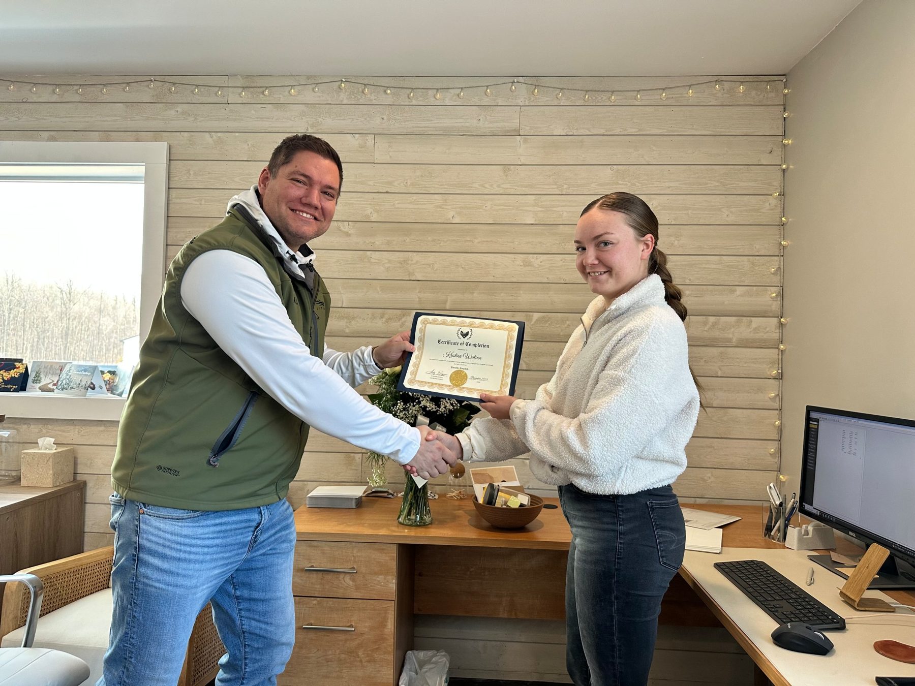 Certificate of completion presented at Utility Construction Services